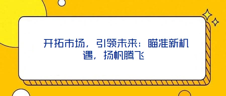 開拓市場(chǎng),引領(lǐng)未來:瞄準(zhǔn)新機(jī)遇,揚(yáng)帆騰飛